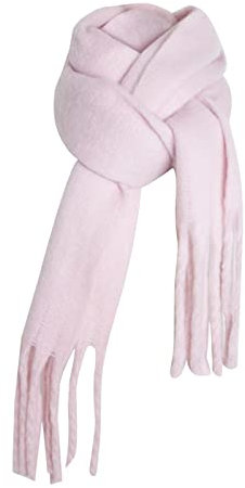 Whoiy Damen Winterschal Rosa, Winter Schals Quaste Schal Wraps 215X35cm Warmer Übergroßer Winterschal-Poncho