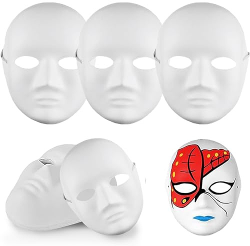 LUKIUP Halloween DIY Weiße Maske, Tiermaske Maske, Halloween Theathermaske zum Bemalen Unbemalt Masken für Kinder Erwachsene Karneval,Weihnachten Fasching, Party Cosplay