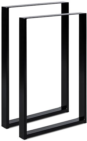 Magnetic Mobel 2 x Tischbeine aus Metall für Schreibtisch Esstisch, Möbelfüße Tischgestell Tischuntergestell Tischkufen (Schwarz | Profil 6x2 cm, 60x72 cm)