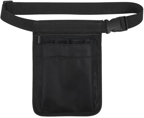 Angoily Multifunctional Waist Bag, Black Garden Tool Organizer Bag Kit Pouch s Utility Belt Nurse Fanny Pack Belts Staple Oxford Cloth Medical Tool Pouch, Gardening Server