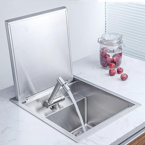 Wohnmobil-Wohnwagen-Spüle, Wohnmobil-Spüle, Einbau-Handwaschbecken aus Edelstahl, Einzelbecken, Küchenspüle, Komplettes Set für Bars, Imbisswagen, Boote, Lieferwagen ( Size : 36x42x23cm/14.2x16.5x9.1i