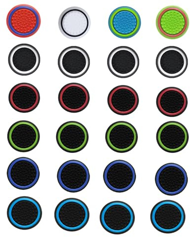 CTHTBZ 24PCS Non-Slip Silicone Analog Joystick Thumb Stick Grip Caps for PS2, PS3, PS4, PS5, Xbox One, Xbox Series X/S, Xbox 360, Switch Pro Controller (Black&White)