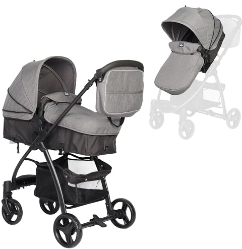 TORAL Carrito Bebe 2 en 1 - Cochecito Bebe Convertible y Versátil con Accesorios, Carro Bebe 2 Piezas, Elegante y Práctico Coche para Bebé, Ideal para Viajes y Paseos Urbanos. Modelo Liam Gris