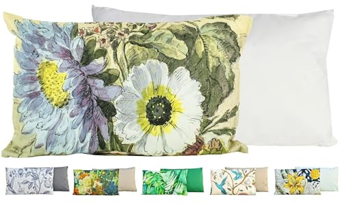 JACK Outdoor Lounge Kissen 30x50cm Motiv Dekokissen inkl. Füllung Wasserfest Sitzkissen Garten Stuhl, Farbe:Blumenwiese