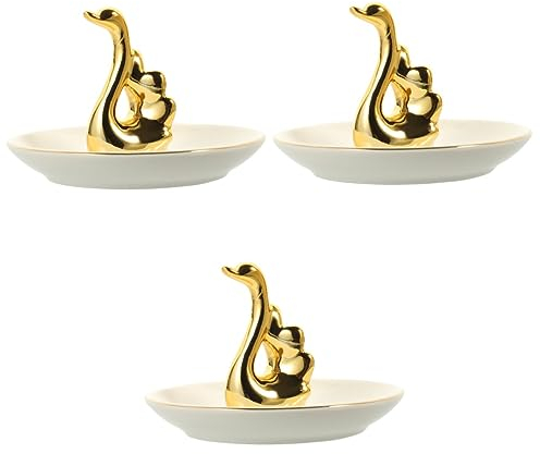 3 Stück Schwan Schmuckteller Damen Band Ringe Schmuckhalter Schmuck Organizer Ring Organizer Elefant Ringhalter Schmuckständer Pastell Raumdekoration Kleiner Hund Halskette Teller Keramik/703