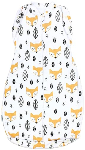 TupTam Baby Sac à dos rond Matériaux certifié OEKO- TEX Couverture Swaddle Sac de couchage pour 2.5 TOG Unisexe, Non rembourré 0,5 TOG/Renards Orange, 3-6 mois