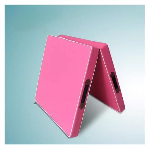 Gymnastikmatte, wasserdicht, PU-Leder, faltbar, Fitnessmatte, for Mitnehmen von Trainingsmatten for Übungen for praktisches Fitnesstraining (Color : Pink, Size : 100x50cm//39.3x19.6in)