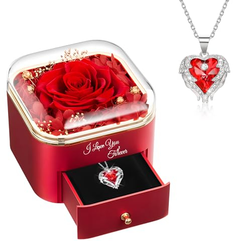 Generico Ewige Rose Boxe, Konservierte Rose schmuck, Infinity RoseBoxe, Geschenke Für Frauen, Muttertag Rosenbox