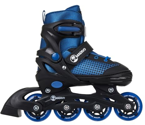 Madivo Horizon Boy Inliner VERSTELLBAR | ABEC-5 Kugellager Inlineskates | für Herren - Jugendliche - Kinder | Schwarz/Blau | Größen: 30-33, 34-37, 38-41 (L (38-41))