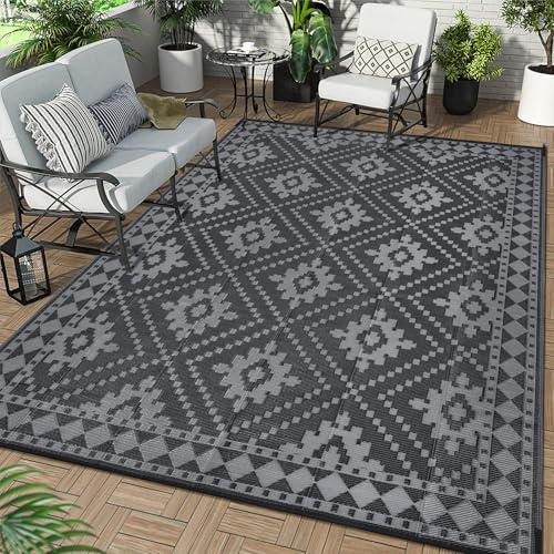 Enyhom Grande Tappeto da Esterno Impermeabile 180 x 270 cm, Plastica Riciclata Tappeto Esterno Camper Reversibile Leggera Coperta da Picnic per Esterni per Giardino, Terrazza