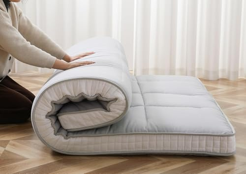 ZIKEBTUY Futon Materasso pieghevole 137 x 203 cm, spessore 10 cm, materasso pieghevole giapponese, futon, letto degli ospiti, materasso da pavimento, pieghevole, per tatami, dormitorio, campeggio