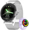 Smartwatch Damen, Konvexe Licht Dünn Smartwatch für Damen, 4,3 cm 1,43 Zoll AMOLED Touchscreen, Sportuhr mit Fitnessuhr, DIY Zifferblatt, Schlafüberwachung, Schrittzähler für Android iOS（Silber）