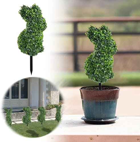 Kaninchenförmiger Einsatz Grüner Osterhase in Kaninchenform im Topf Geeignet für die Osterveranda-Dekoration Außen-/Innenbereich Flacher grüner Simulations-Erdungsstecker (A03-Green, 70CM)