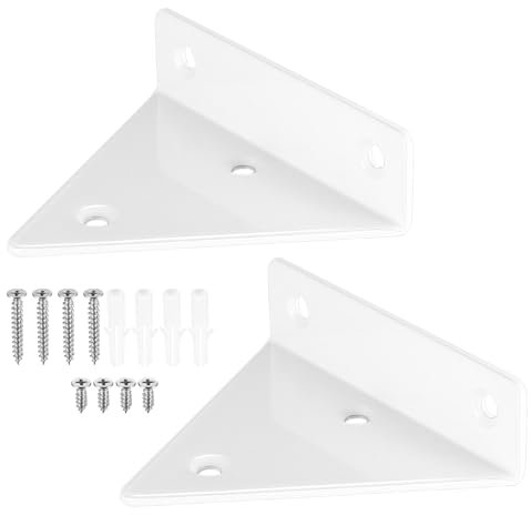 2 supporti per scaffali sospesi, a forma di triangolo, invisibili, da parete, per scaffali, librerie, con viti