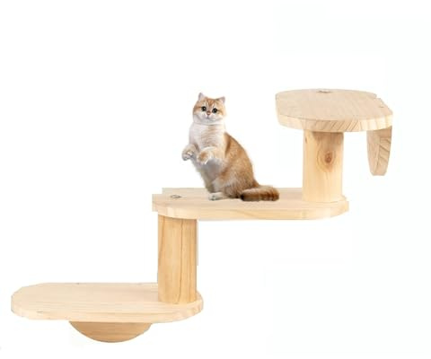 Pucaru 3-lagige Katzenleiter. Katzenwandregale Mit Saugnapf, Geeignet for Hauskatzen for Klettern, for Fensterrahmen, Katzen for Spielen Und Zur Vogelbeobachtung
