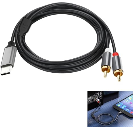 USB C auf 2 RCA Audio Kabel, Typ C auf 2 Cinch Stecker Adapter, Y Splitter Kompatibel mit 15 Serie iPad MacBook Huawei Samsung Galaxy Heimkino Lautsprecher Verstärker Stereo Audio Adapter, 1M