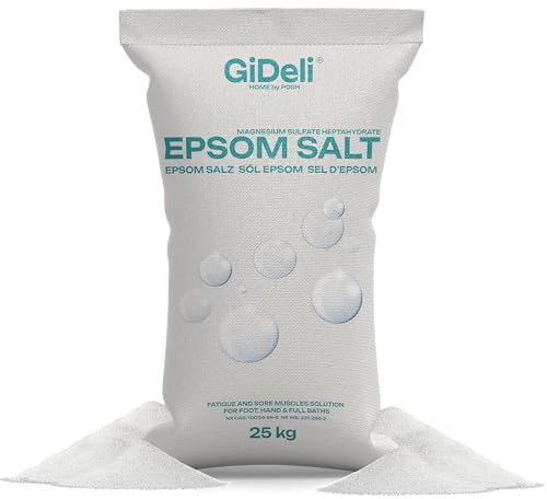 GiDeli Epsom Sales de baño Sales de Epsom Sales de Epsom Sales de Epsom Sales de magnesio puro, calidad farmacéutica (25 kg)