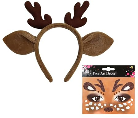 ZWWOGE Cerchietto con Corna di Cervo e Orecchie da Cerbiatto per Adulti - Cerchietto Versatile con Corno di Cervo per Carnevale e Feste Natalizie - Ideale per Costume da Accessorio Orecchie da Cervo