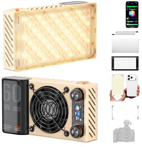 ZHIYUN FIVERAY M60 Ultra RGB 60 W bärbar utomhus handhållen fyllning videolampa | Kameralampa med kall sko professionell fotografering 430 g DSLR-APP-kontroll 2500 K ~ 10 000 K inställning för YouTube TK