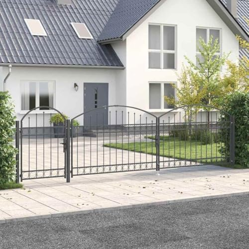 KKHOMEI Cancello Doppio Cancello per Recinzione a Doppia Anta Cancello da Giardino per Recinzione con Manico, in Acciaio zincato, 5 x 1,5 m