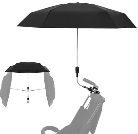 Furforstk paraply universell barnvagn, parasoll barnvagn parasoll 360° flexibel parasoll parasoll, diameter 95 cm, skyddar effektivt mot solljus och regn, svart