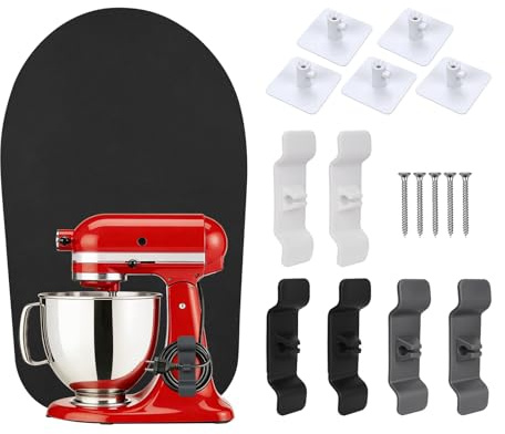3-in-1 Organizer Set for KitchenAid 4.5-5.5 Quart Tilt-Head Stand Mixers Artisan & Classic Series by MMOBIEL – 12 PCS Including 5x Attachment Holders, 6x Cable Organizers & 1x Easy Sliding Mat