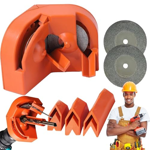 Multi-function Drill Bit Sharpener, Portable Drill Grinder Grinding Tool, with 2 Grinding Wheels All Bits(5/64''- 5/8'') for HSS Metal Masonry & Carbide (1Set -Orange)