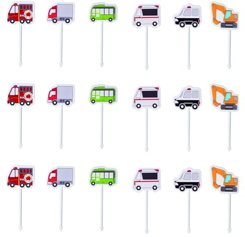 18 Piezas Palillos de Dientes para Niños Mini Tenedores de Frutas | Reutilizables en Forma de Coche Palillos para Niños Frutas para Lonchera Fiesta té Cumpleaños Colegio