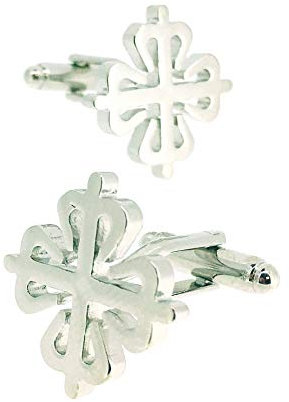 Gemelolandia | Gemelos para Camisa Cruz de la Orden de Alcántara Plateado Gemelos Originales Para Camisas | Para Hombres y Niños | Regalos Para Bodas, Comuniones, Bautizos y Otros Eventos