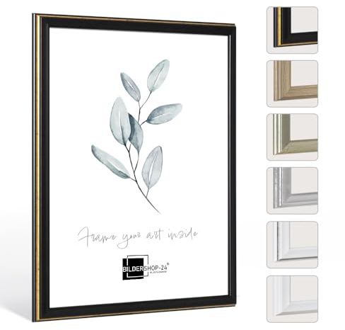 Bildershop-24 Bilderrahmen Barockrahmen Kalypso 30 X 40 cm Schwarz Goldglanz Antik Farbe und Größe wählbar