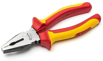 SATA ST70331ST 6-Inch VDE Insulated Linesman Combination Pliers with Chrome Vanadium Steel Body and Dual Material Anti-Slip Handles