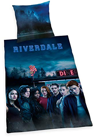 Herding RIVERDALE Set di Biancheria da Letto Reversibile, Federa 80 x 80 cm, Copripiumino 135 x 200 cm, Cotone Renforcé, Multicolore