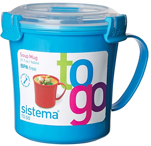 Sistema Lot de 2 tasses à soupe au micro-ondes, pour boissons chaudes, 656 ml, sans BPA, couleurs mélangées