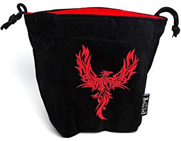 Reversible Large Microfiber Dice Bag – Self Standing and Holds over 250 Polyhedral Dice with Drawstring Tie – Multiple Designs Available (Phoenix)