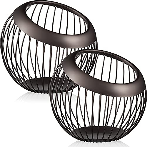 2 Pieces Coffee Pods Holder K Pods Holder Large Capacity Coffee Pod Baskets Stainless Steel Cup Organizer Sturdy for Espresso Capsule Pot Storage Metal Wire Fruit Bowl Snack Storage(Dark Brown)