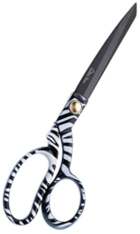 The Quilted Bear Scharfe Stoffschere zum Nähen – 8.5 Schneiderschere, professionell, präzise Titanklingen, komfortabler Griff, Edelstahl, ideal zum Quilten, Basteln und für den Haushalt (Zebra)