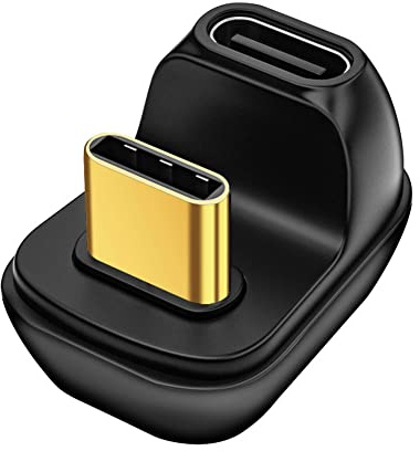 USB C 180 Degree Angled Adapter, Seminer U Shape USB C 4.0 Male to Female Adapter, Type C Angled Adapter Data Transfer Port Compatible with Samsung, MacBook and More USB-C Devices