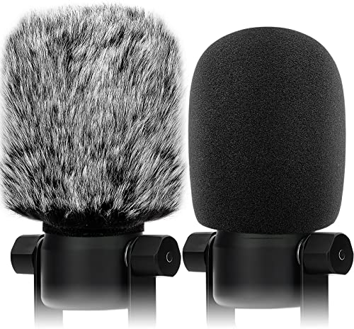 Pop Filter Popschutz Kompatibel mit Rode Podmic Procaster, Windschutzscheibe Schaum+Muff Windschutz Kompatibel mit NT1, NT1-A, NT2-A, NT-USB, K2, NT1000, NT2000 Pelz- und Schaumstoff, 2 Stück