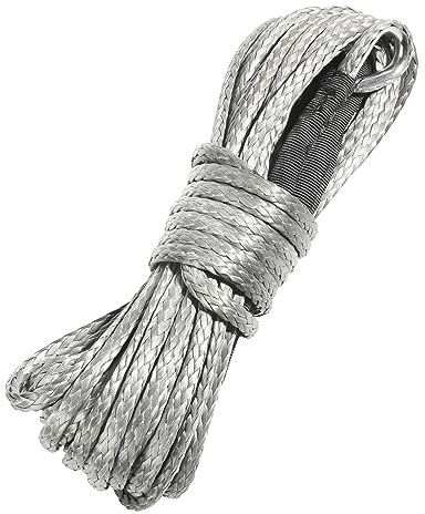 ESEWALAS 6,3 cm x 15,2 m synthetisches Seilwinde-Seil, 4,5 kg synthetische Seilwinde, Seilwinde mit geschmiedetem Seilwinde Haken und schwarzer Schutzhülle, Auto-Abschleppseilwinde Zubehör (grau)