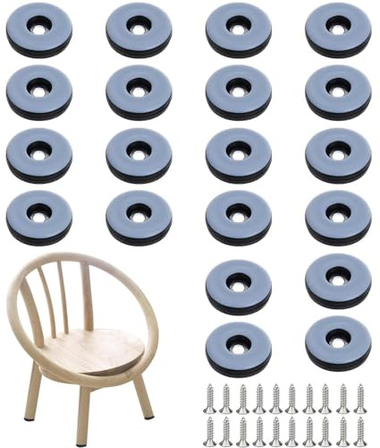 20 Stück Teflongleiter zum Schrauben, Bodengleiter Ø 22 mm mit 20 Stück Edelstahlschrauben, PTFE Möbelgleiter, Stuhlgleiter, Effektiver Schutz Ihrer Möbel Stühle Böden, rund