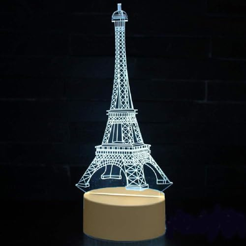 zalati Luz Nocturna Lámpara De Noche 3D 7 Colores Cable USB Fuente De Alimentación Tecla Táctil para Niños Cama Sala De Estar Decoración Regalos - Torre