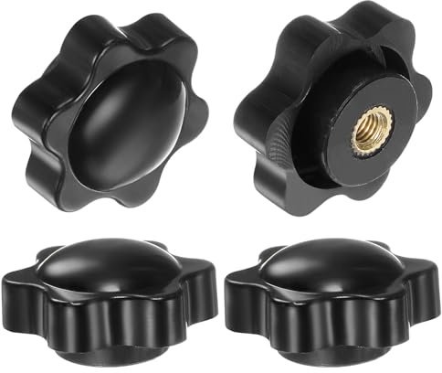 QUARKZMAN 4 Stück Sterngriffmutter M4 x 25mm Flügelmuttern mit Gewinde, Rändelmutter Handgriff Klemmmutter 25mm Spannknopf für Industrie Werkzeugmaschinen Geräte Fitnessgeräte, Schwarz