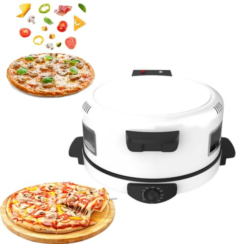 Four à pizza d'intérieur Machine à pizza antiadhésive Four à pizza électrique de 40 cm de diamètre avec contrôle de température réglable, Four à pizza chauffant double face pour pizzas/nachos white