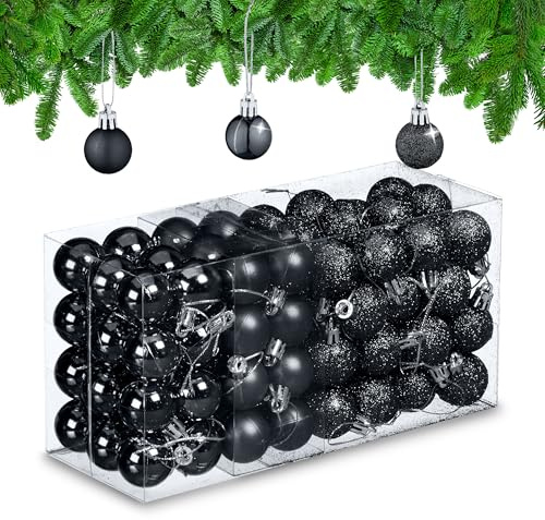 Relaxdays Weihnachtskugeln 96er Set, glitzernde, Matte & glänzende Baumkugeln, Weihnachtsbaumdeko, Kunststoff, Farbwahl
