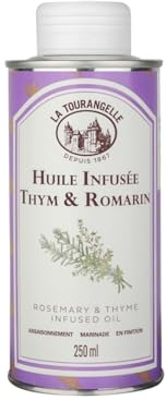 La Tourangelle® | Rapsolja infunderad med timjan och rosmarin | Kryddolja Timjan Rosmarin Aromatisk Intensiv Smak Örter Kök - 250 ml.