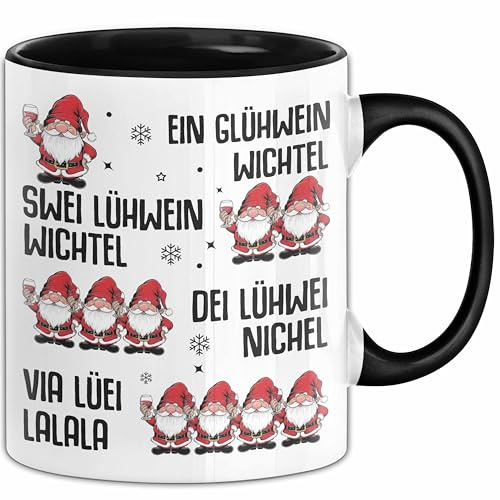 Weihnachten Tasse Geschenk Glühwein Ein Glühwein Wichtel Swei Glühwein Wichtel Geschenkidee Lustiger Spruch Kaffee-Becher (Schwarz)