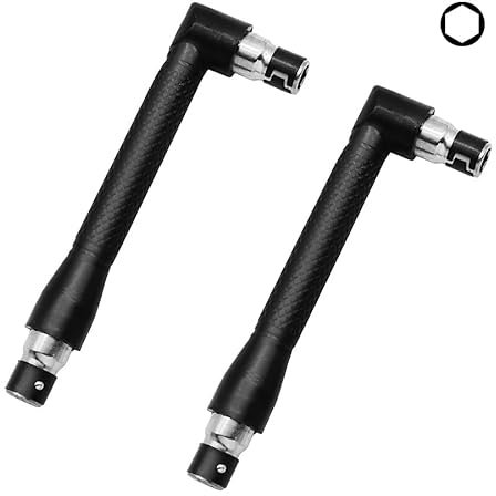 TorSor 2 Pack 1/4 Bit Driver Handle 90 Degree L-Shaped Right Angle Stubby Wrench Screwdriver Drive Handle Bits Driver Holder for Drill Bit Set with 1/4 Inch Hex Shank Metric & SAE Screwdriver Set