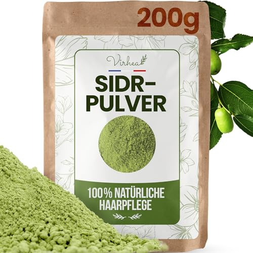 VIRHEA Poudre de Sidr 200g - Poudre de Jujubier Naturelle pour Cheveux et Visage - Qasil Ayurvédique Hydratant et Volumisant - Soin Capillaire et Masque pour Pousse et Volume