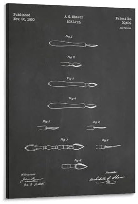 XYSWDD Scalpel Patent Print Art 1860 Canvas Wall Art Print Poster For Home School Office Decor 12x18inch(30x45cm)