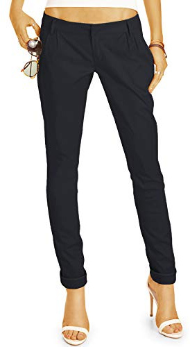 Generisch Chinohosen - Tapered Stoffhose, Hüfthose mit Stretch - Damen - h20a (DE/NL/SE/PL, Alphanumerisch, M, Regular, Regular, schwarz)
